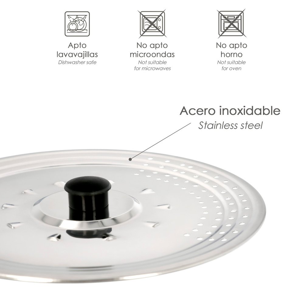Tapadera Multiusos Acero Inoxidable Ø 21 cm. Uso Tapa Anti Salpicaduras y Escurridor. Tapadera Adpatable Diferentes Medidas 3 Tapadera Multiusos Acero Inoxidable Ø 21 cm. Uso Tapa Anti Salpicaduras y Escurridor. Tapadera Adpatable Diferentes Medidas