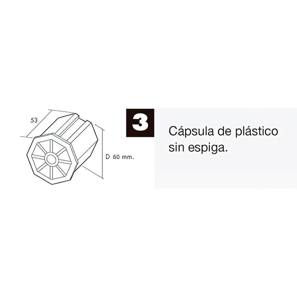 Capsula Persiana Plastico Sin Espiga Para Eje 60 mm. 3 Capsula Persiana Plastico Sin Espiga Para Eje 60 mm.