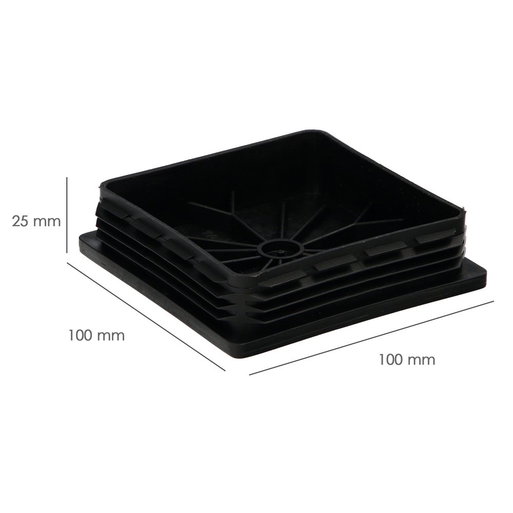 Contera Interior Plastico Cuadrada 100x100 mm. Color Negro. Bolsa 25 Unidades. Contera Mesa, Silla, Muebles, Estanteria 2 Contera Interior Plastico Cuadrada 100x100 mm. Color Negro. Bolsa 25 Unidades. Contera Mesa, Silla, Muebles, Estanteria
