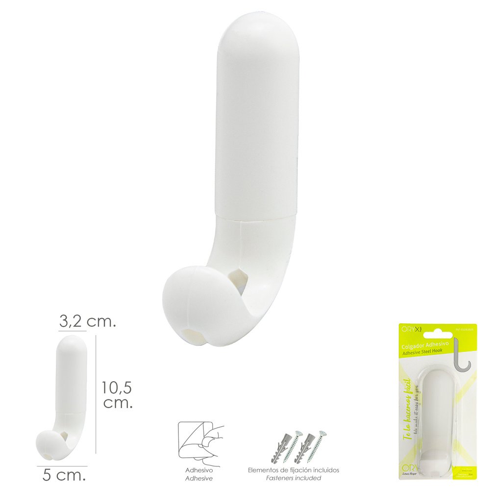 Colgador Adhesivo / Atornillable Blanco 2 Colgador Adhesivo / Atornillable Blanco