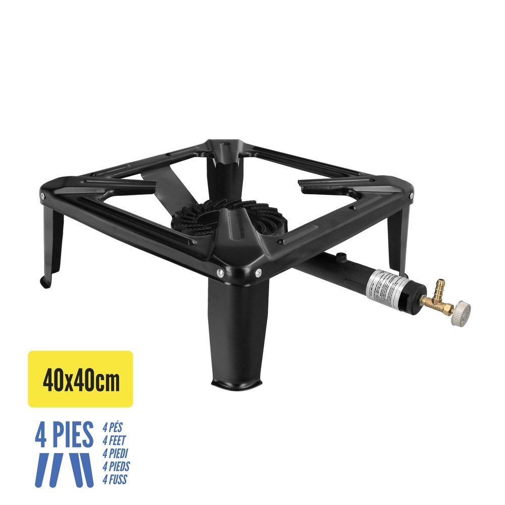 Hornillo Gas 4 Pies 40x40 cm. Potencia 7.000 Watts. 3 Hornillo Gas 4 Pies 40x40 cm. Potencia 7.000 Watts.