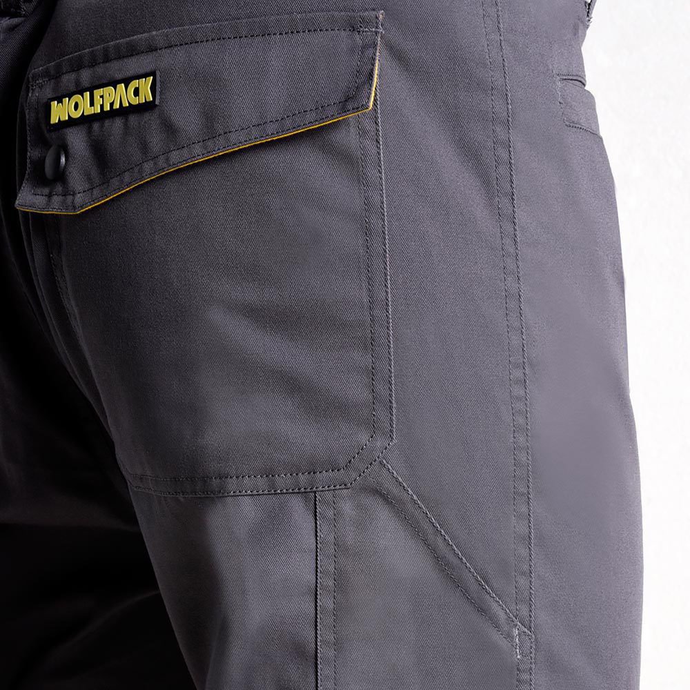 Pantalones Cortos DeTrabajo, Multibolsillos, Resistentes, Gris/Amarillo Talla