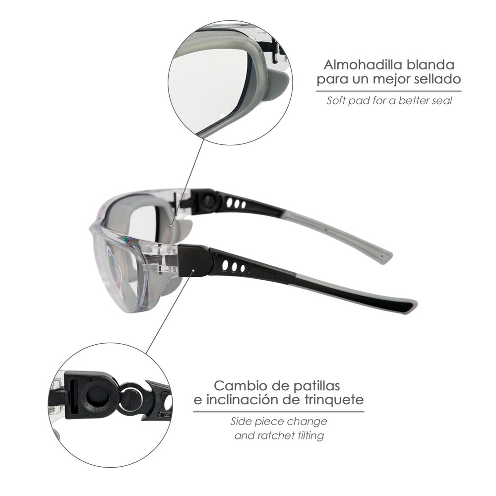 Gafas de Seguridad Acolchadas Cristales Transparentes Con Patillas o Goma Elastica. Patillas Engomadas EN/166 4 Gafas de Seguridad Acolchadas Cristales Transparentes Con Patillas o Goma Elastica. Patillas Engomadas EN/166