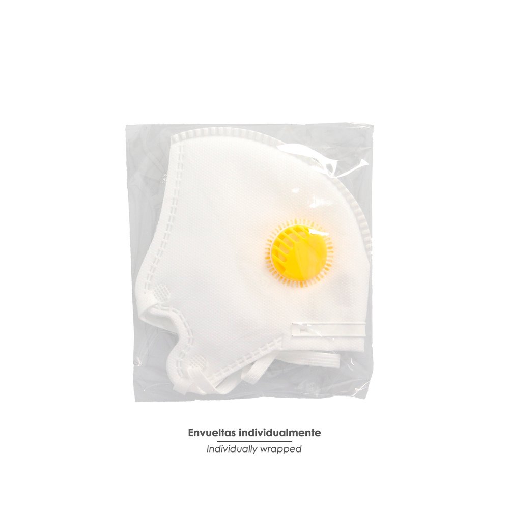 Mascarilla Respiratoria FFP2 Con Valvula. Plegable (20 Unidades) Envasadas Individualmente