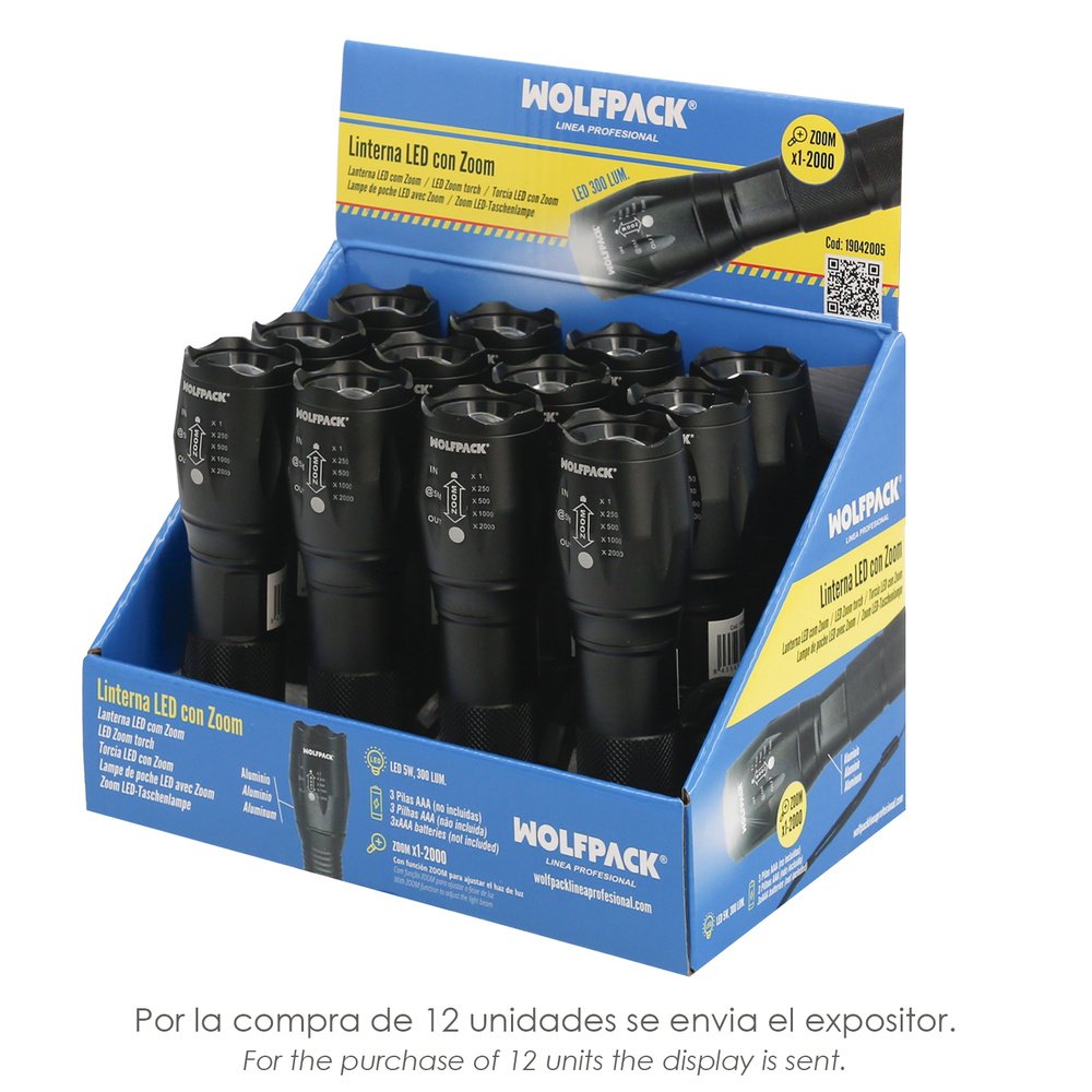 Linterna LED De Mano Aluminio A Pilas (3 AAA) 300 Lumenes 5 Watt. Con Zoom 7 Linterna LED De Mano Aluminio A Pilas (3 AAA) 300 Lumenes 5 Watt. Con Zoom