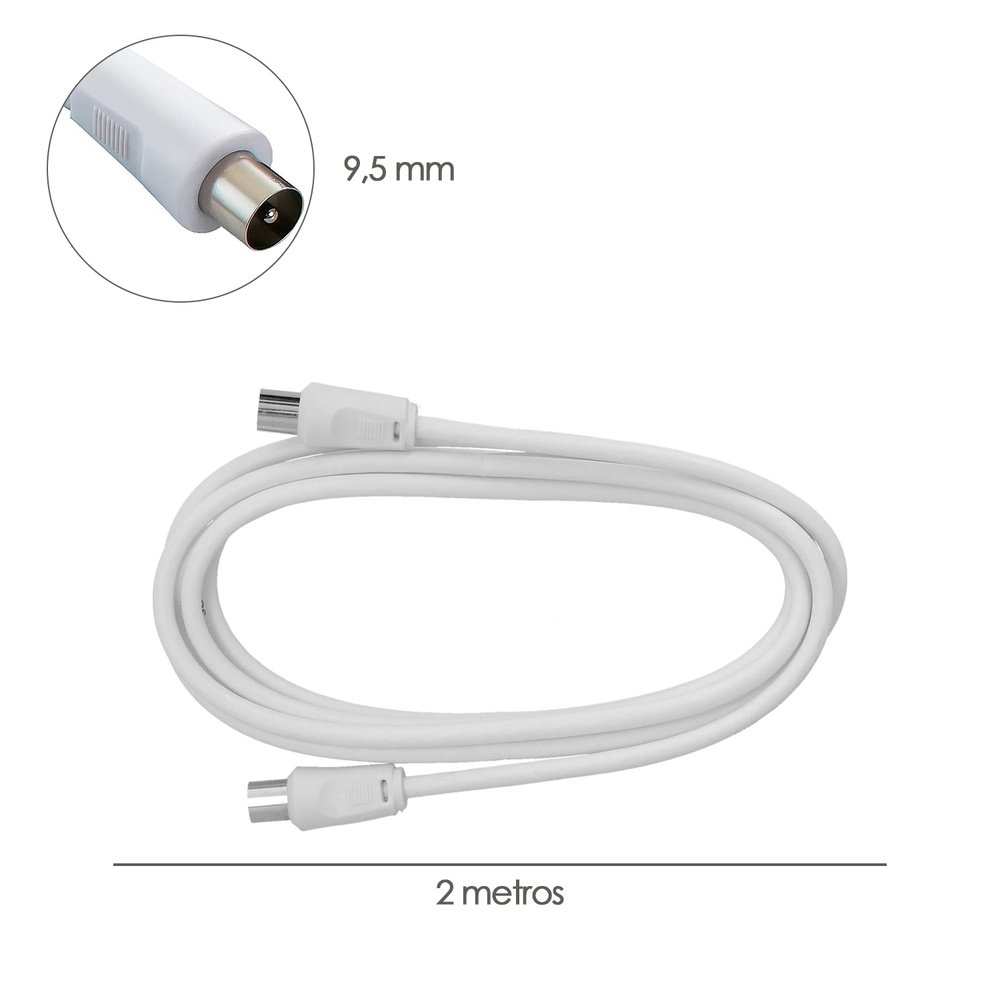 Prolongacion Tv - Video. 2 metros Toma 9,5 mm. Con Adaptador Macho Hembra 2 Prolongacion Tv - Video. 2 metros Toma 9,5 mm. Con Adaptador Macho Hembra