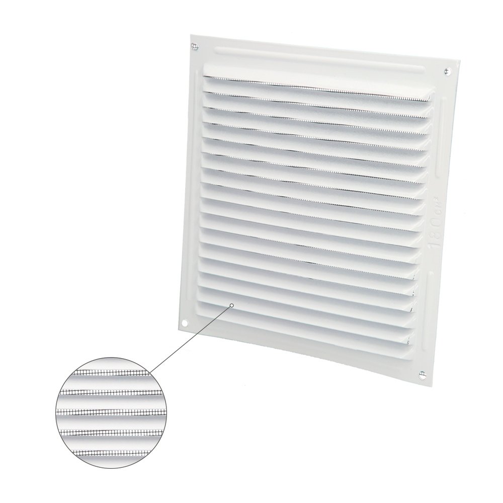 Rejilla Ventilación Aluminio Con Mosquitera Atornillable 200 x 200 mm. Color Blanco 3 Rejilla Ventilación Aluminio Con Mosquitera Atornillable 200 x 200 mm. Color Blanco