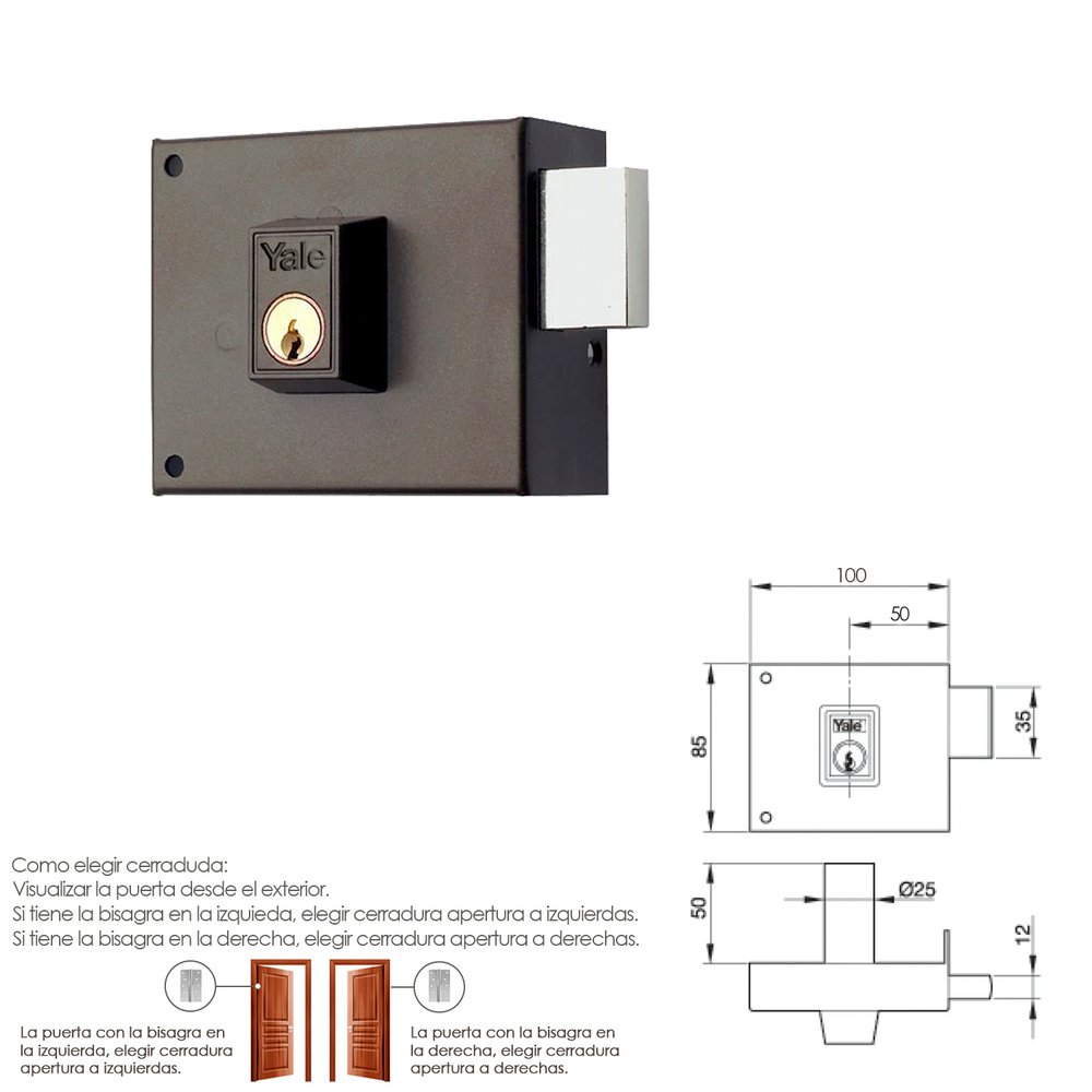 Cerradura Yale 124-a/hpr/10/ Derecha 2 Cerradura Yale 124-a/hpr/10/ Derecha