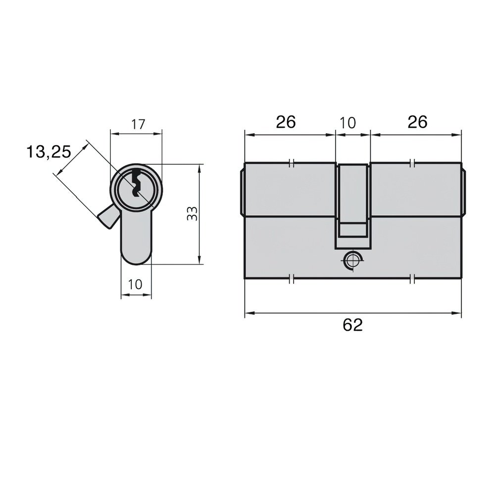 Cilindro Cvl 5990/26x26/ln Leva Corta 2 Cilindro Cvl 5990/26x26/ln Leva Corta