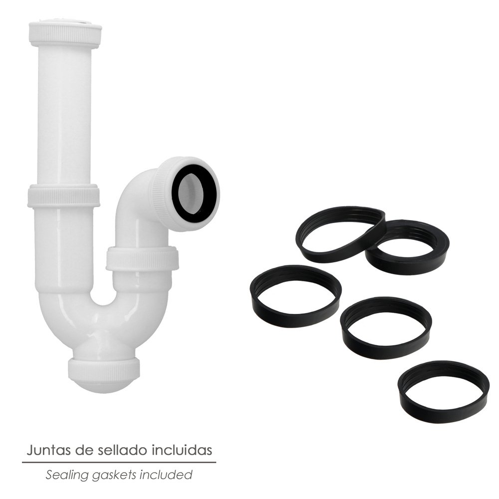 Sifon Curvo ExtensibleTuerca Loca 1 1/2" Ø 40 Mm 5 Sifon Curvo ExtensibleTuerca Loca 1 1/2" Ø 40 Mm