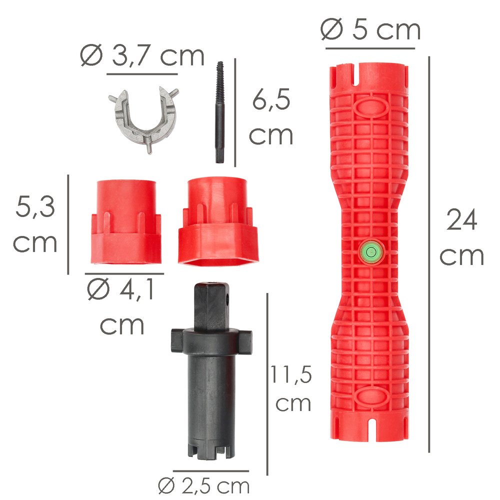 Llave Para Grifos Multifuncion Con Adaptador, Llave Hexagonal y Extractor de Tornillos 2 Llave Para Grifos Multifuncion Con Adaptador, Llave Hexagonal y Extractor de Tornillos