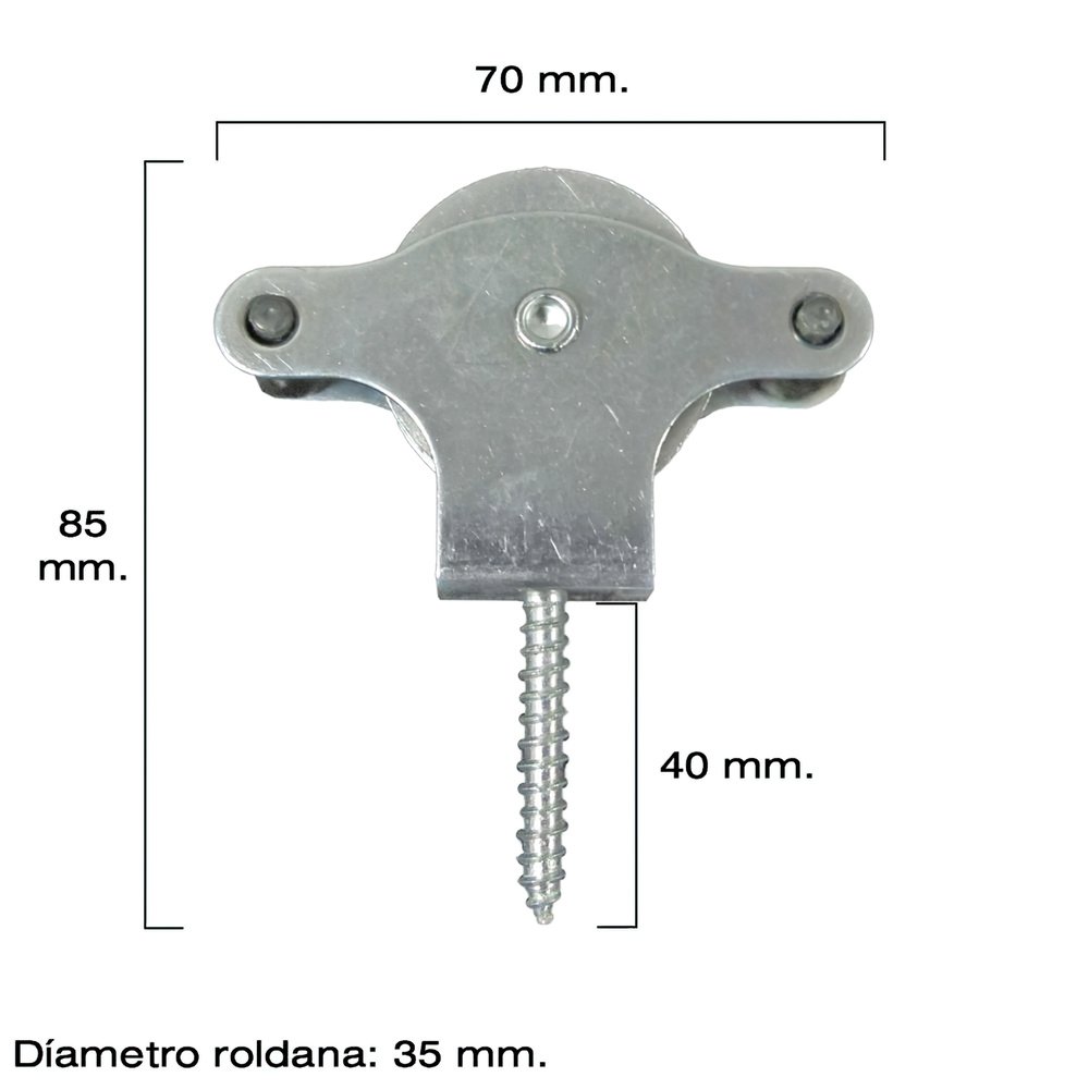 Polea Tendedero Wolfpack Zincado 40 mm. Roldana Metal con Tirafondo 2 Polea Tendedero Wolfpack Zincado 40 mm. Roldana Metal con Tirafondo