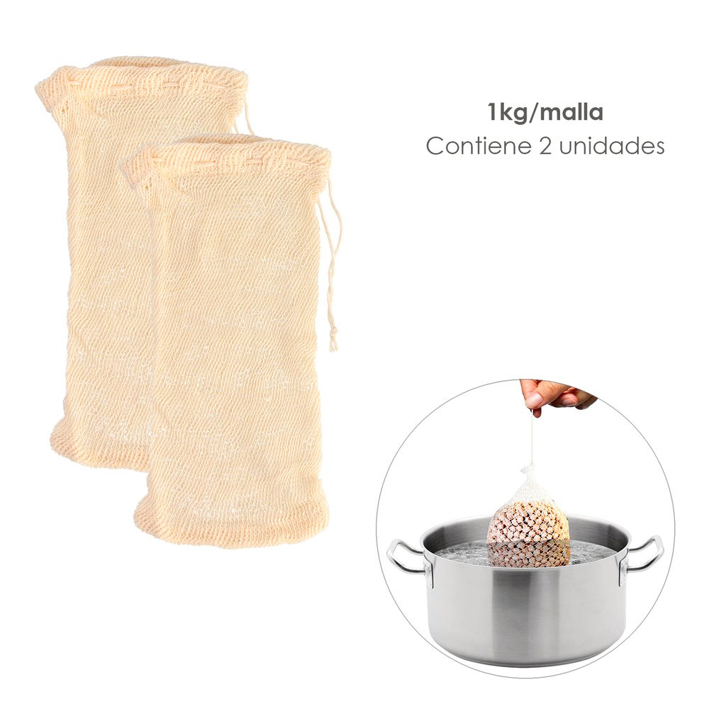 Malla / Bolsa Para Coccion Legumbres Algodon 1 Kg Pack De 2 Unidades. Algodon 100% Organico 2 Malla / Bolsa Para Coccion Legumbres Algodon 1 Kg Pack De 2 Unidades. Algodon 100% Organico