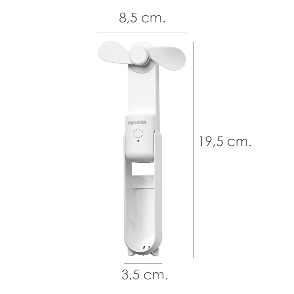Mini Ventilador Plegable Recargable A Bateria. 3 Velocidades Funcion Powerbank
