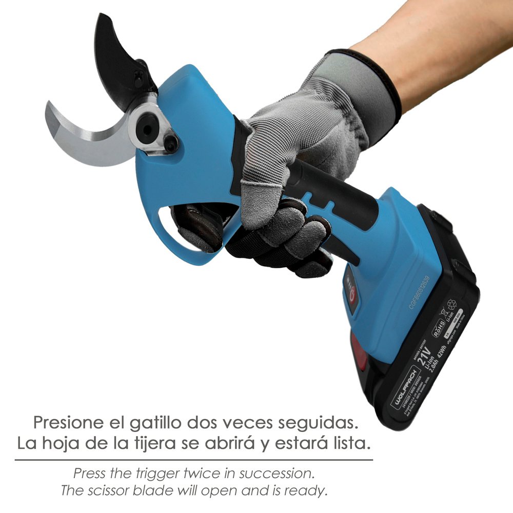 Tijeras Podar A Bateria 21 Volt. Con 2 Baterias 2 A/h Mango Engomado, Ø Corte 40 mm.Con Maletín 6 Tijeras Podar A Bateria 21 Volt. Con 2 Baterias 2 A/h Mango Engomado, Ø Corte 40 mm.Con Maletín