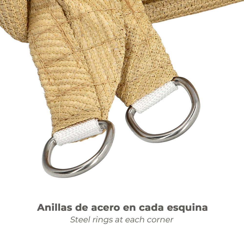Toldo Vela Sombra Jardin Triangular Beige 5,0 x 5,0 metros.