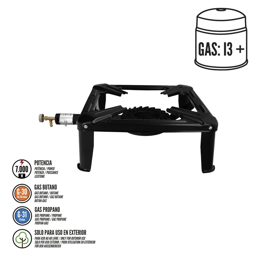 Hornillo Gas 4 Pies 40x40 cm. Potencia 7.000 Watts. 4 Hornillo Gas 4 Pies 40x40 cm. Potencia 7.000 Watts.