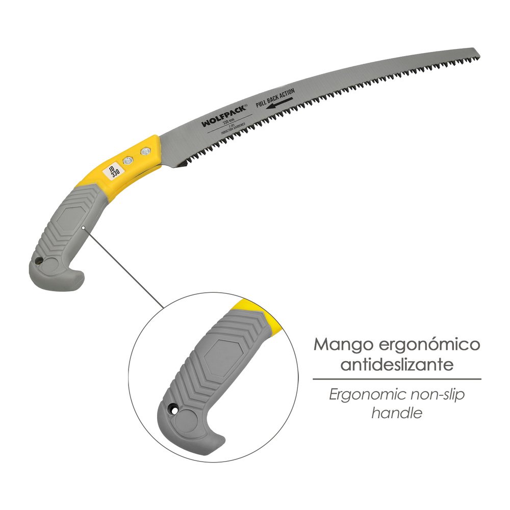 Serrucho Podar Curvo Mango TPR JD 330 mm.