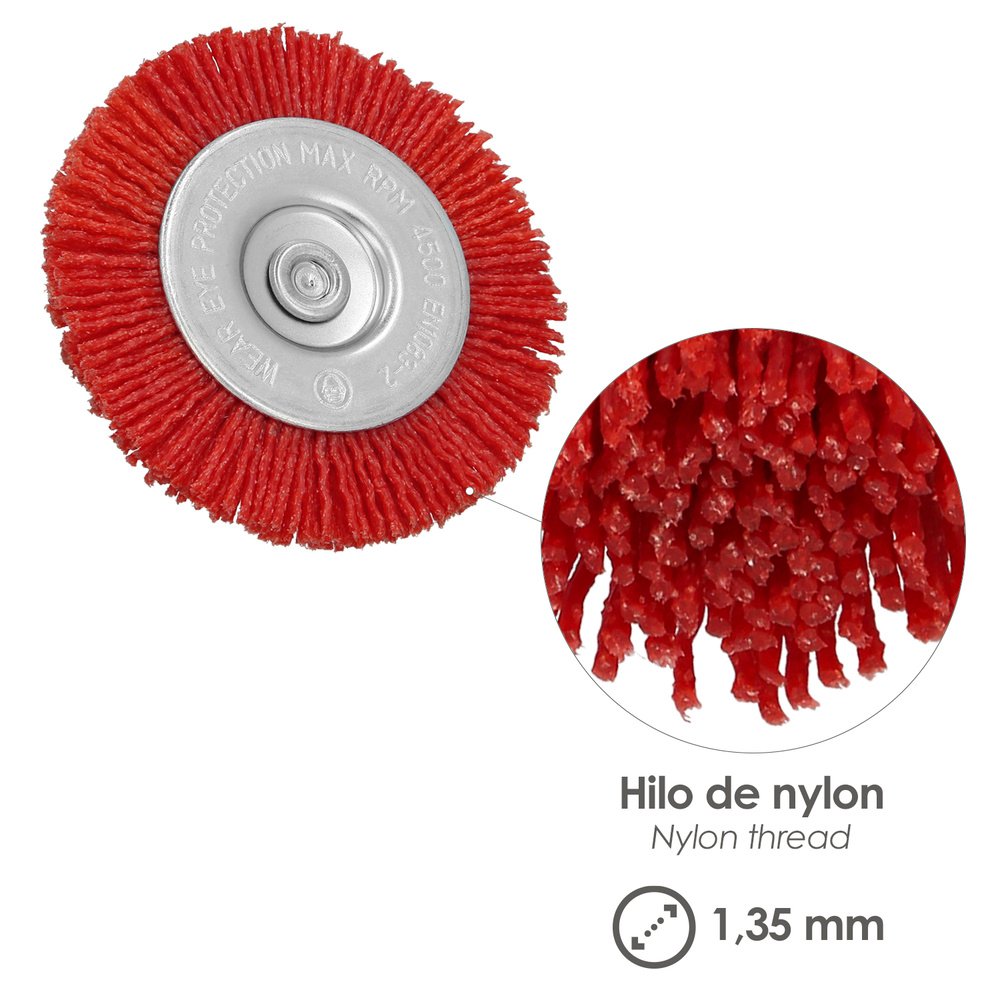 Cepillo Nylon Disco Ø 75 mm. 1/4". Lijar y Pulir Madera, Metal, Acero Inoxidable, Cepillo Taladro, Cepillo Pulir, Cepillo Lijar 3 Cepillo Nylon Disco Ø 75 mm. 1/4". Lijar y Pulir Madera, Metal, Acero Inoxidable, Cepillo Taladro, Cepillo Pulir, Cepillo Lijar
