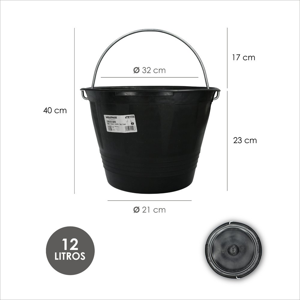 Cubo Obra Italiano Plastico Wolfpack 12 L