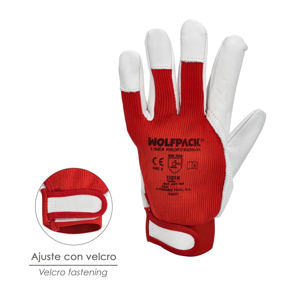 Guantes Piel / Lona Con Velcro. Con Colgador