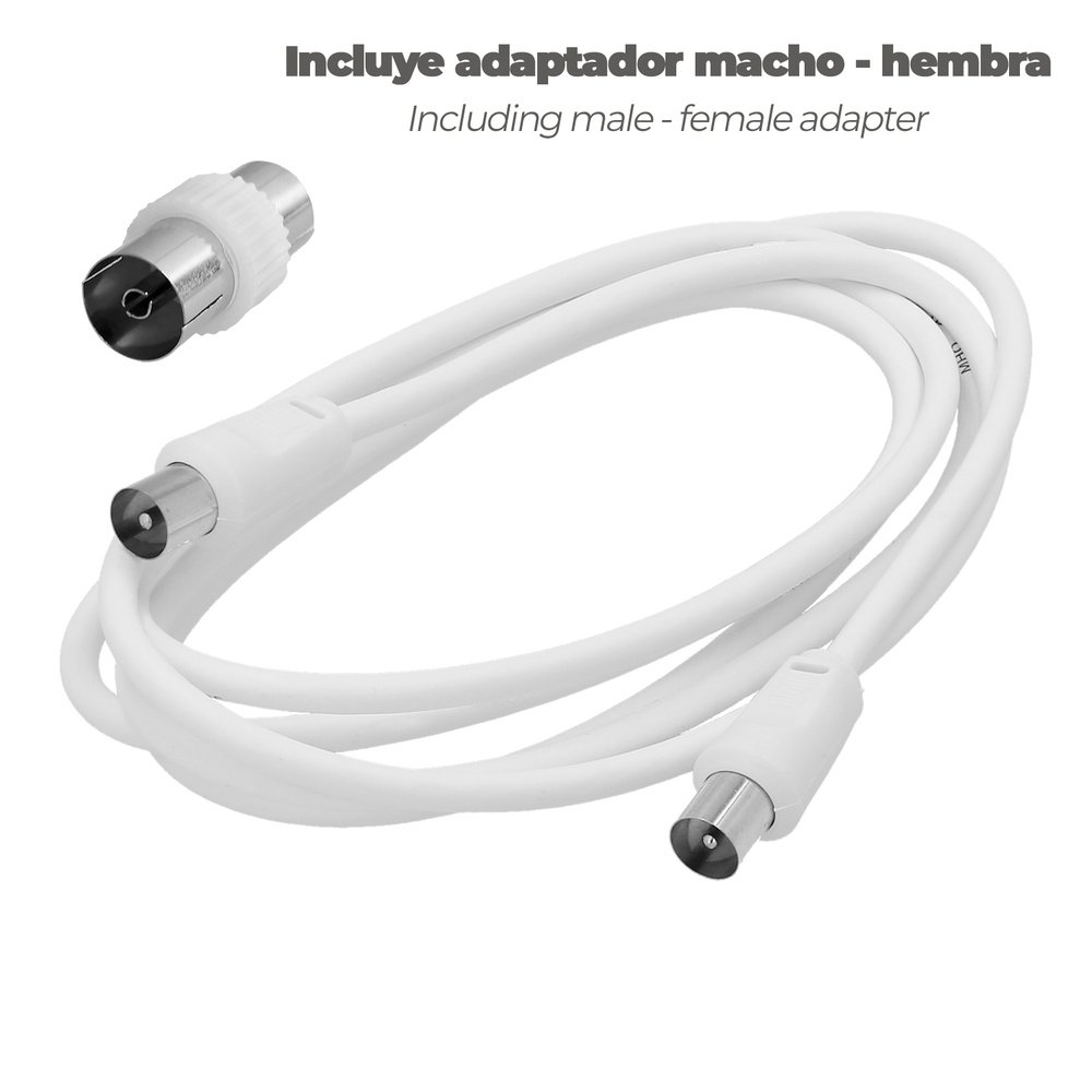 Prolongacion Tv - Video. 2 metros Toma 9,5 mm. Con Adaptador Macho Hembra 3 Prolongacion Tv - Video. 2 metros Toma 9,5 mm. Con Adaptador Macho Hembra