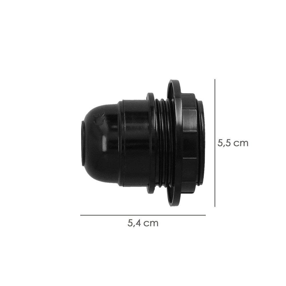 Portalamparas 4 A. E-27 Con Rosca + Arandela Negro 2 Portalamparas 4 A. E-27 Con Rosca + Arandela Negro