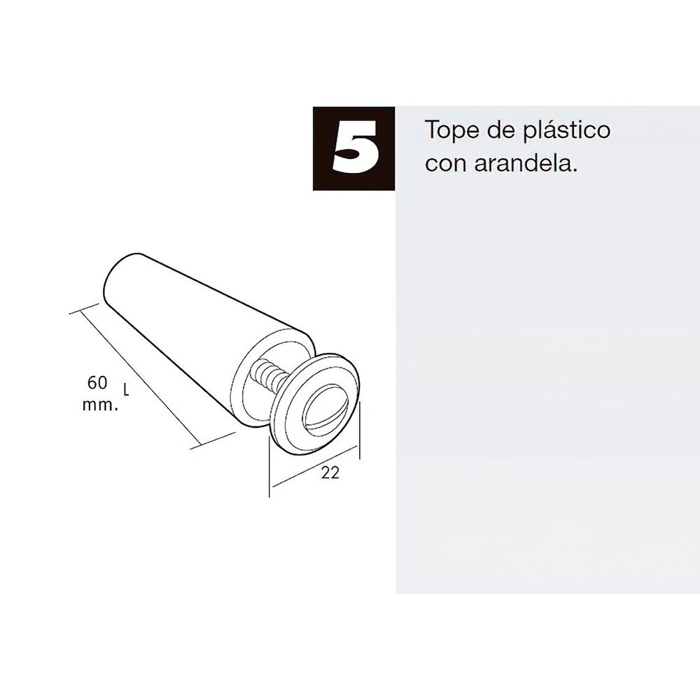 Tope Persiana Con Tornillo 60 mm. 4 Tope Persiana Con Tornillo 60 mm.