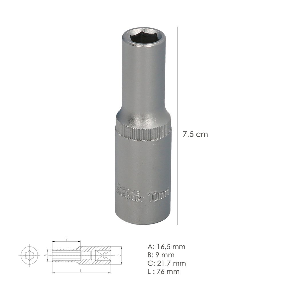 Llave Vaso 1/2" Hexagonal Larga