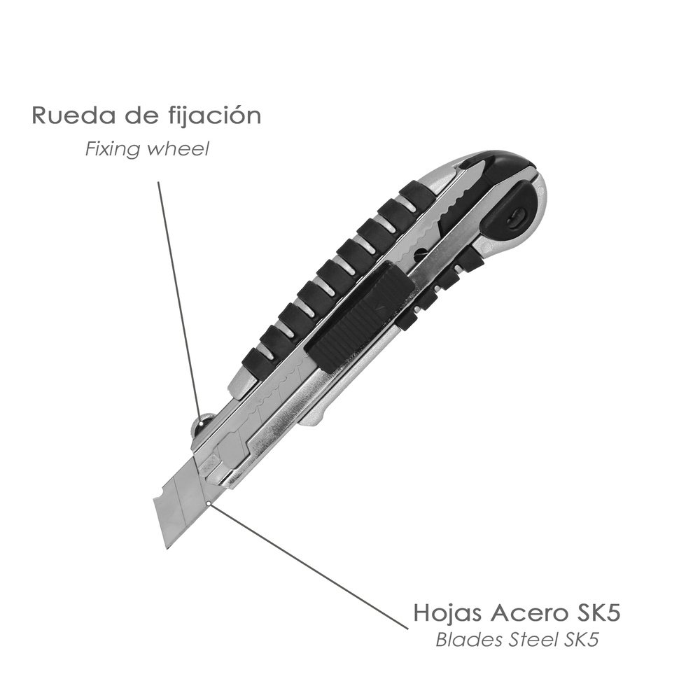 Cutter Aluminio Profesional 18mm Con 5 Hojas Acero Sk5 3 Cutter Aluminio Profesional 18mm Con 5 Hojas Acero Sk5