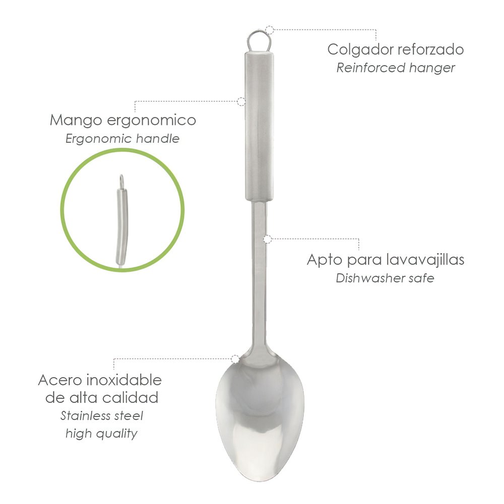 Cuchara Servir Cocina Acero Inoxidable 7 x 30,5 (Alt.) cm. 4 Cuchara Servir Cocina Acero Inoxidable 7 x 30,5 (Alt.) cm.