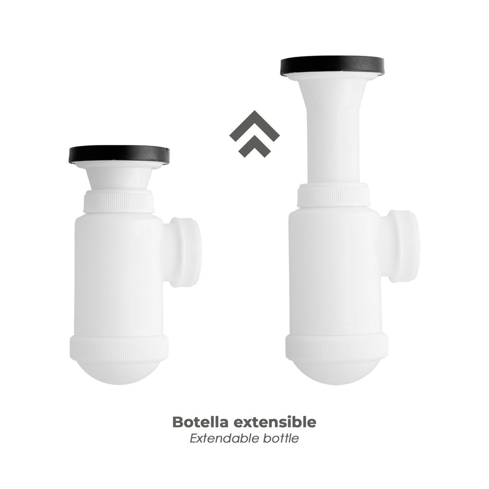 Sifon Botella Extensible 1 1/2 Con Válvula y Tapón
