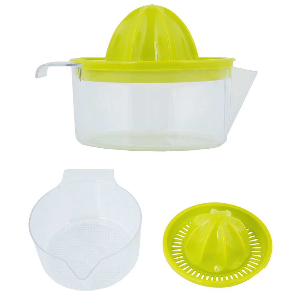 Exprimidor Zumo Manual Frutas Con Jarra Plástico Ø 12 x 11 cm. 2 Exprimidor Zumo Manual Frutas Con Jarra Plástico Ø 12 x 11 cm.