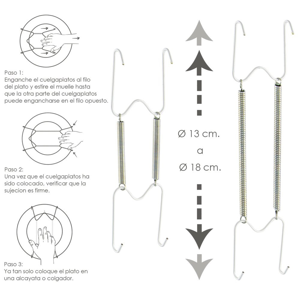 Cuelgaplatos Muelle Para platos de Ø 13 a 18 cm. 2 Cuelgaplatos Muelle Para platos de Ø 13 a 18 cm.