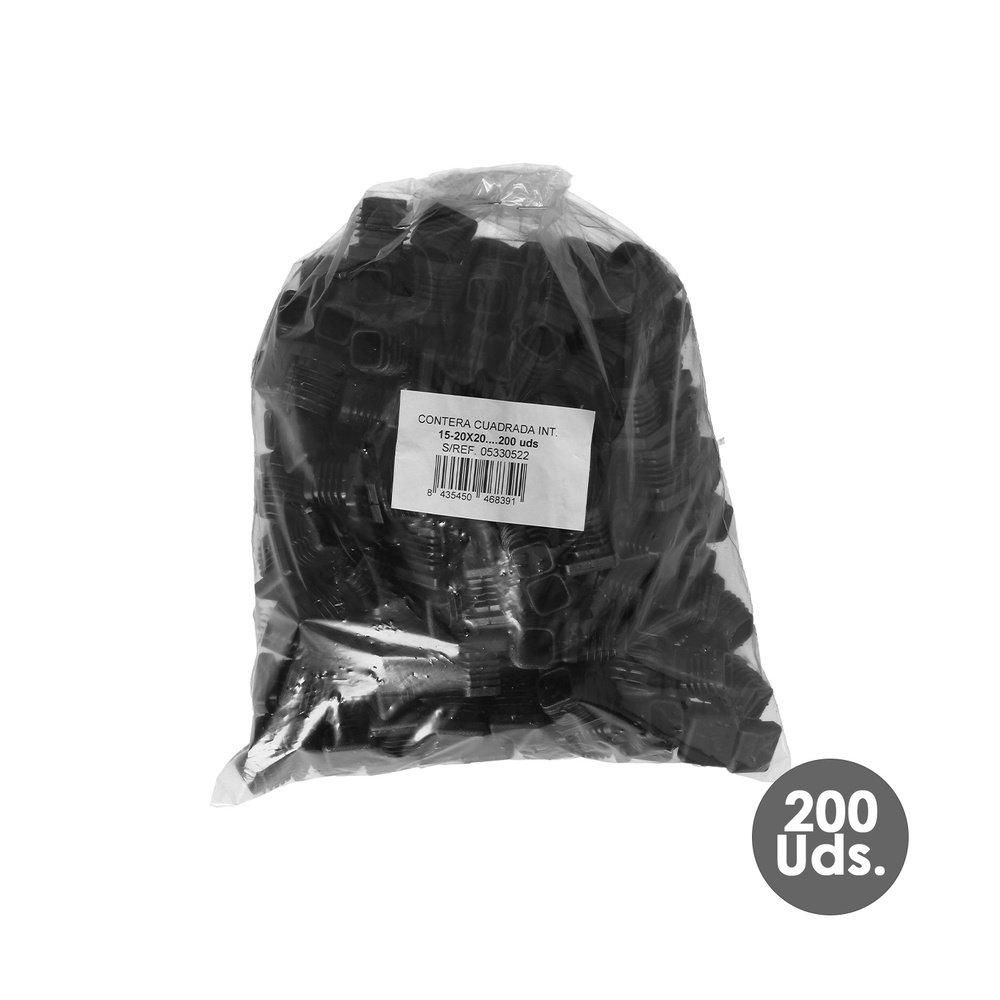 Contera Interior Plastico Cuadrada 20x20 mm. Color Negro. Bolsa 200 Unidades. Contera Mesa, Silla, Muebles, Estanteria 3 Contera Interior Plastico Cuadrada 20x20 mm. Color Negro. Bolsa 200 Unidades. Contera Mesa, Silla, Muebles, Estanteria