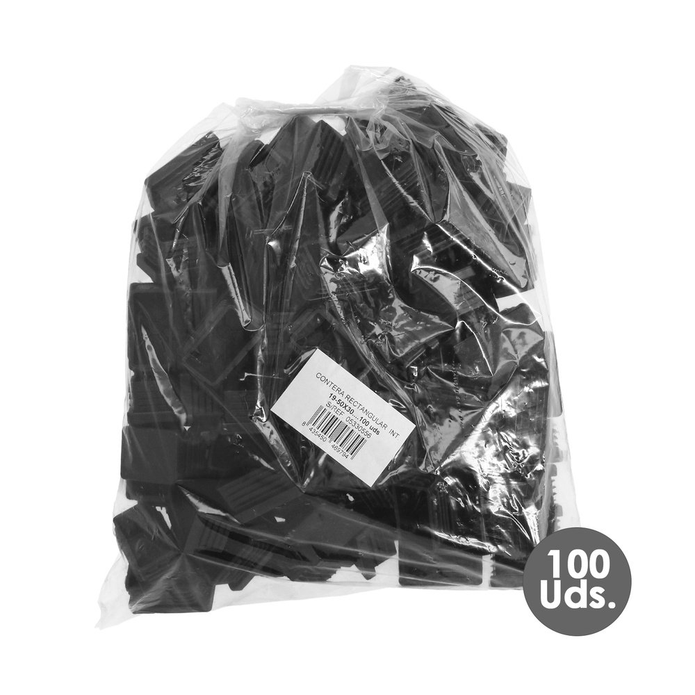 Contera Plástico Rectangular Interior. Color Negro 50x30 mm Bolsa 100 Unidades. 3 Contera Plástico Rectangular Interior. Color Negro 50x30 mm Bolsa 100 Unidades.