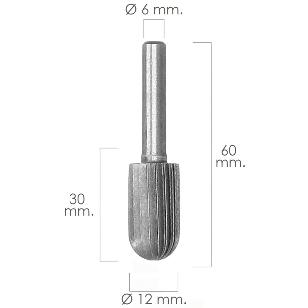 Fresa Rotativa Para Metal Cilíndrica Curva Ø 12 mm. Para Taladro / Fresadora