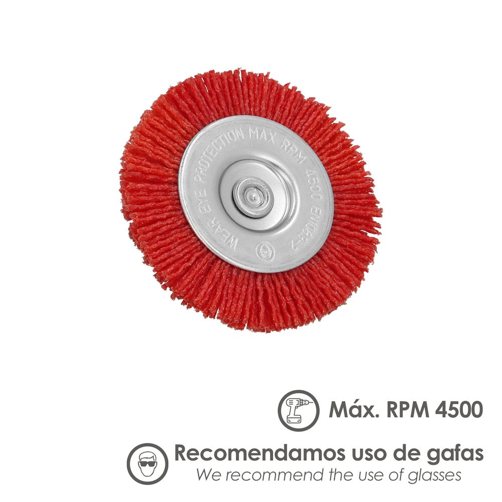 Cepillo Nylon Disco Ø 75 mm. 1/4". Lijar y Pulir Madera, Metal, Acero Inoxidable, Cepillo Taladro, Cepillo Pulir, Cepillo Lijar 4 Cepillo Nylon Disco Ø 75 mm. 1/4". Lijar y Pulir Madera, Metal, Acero Inoxidable, Cepillo Taladro, Cepillo Pulir, Cepillo Lijar