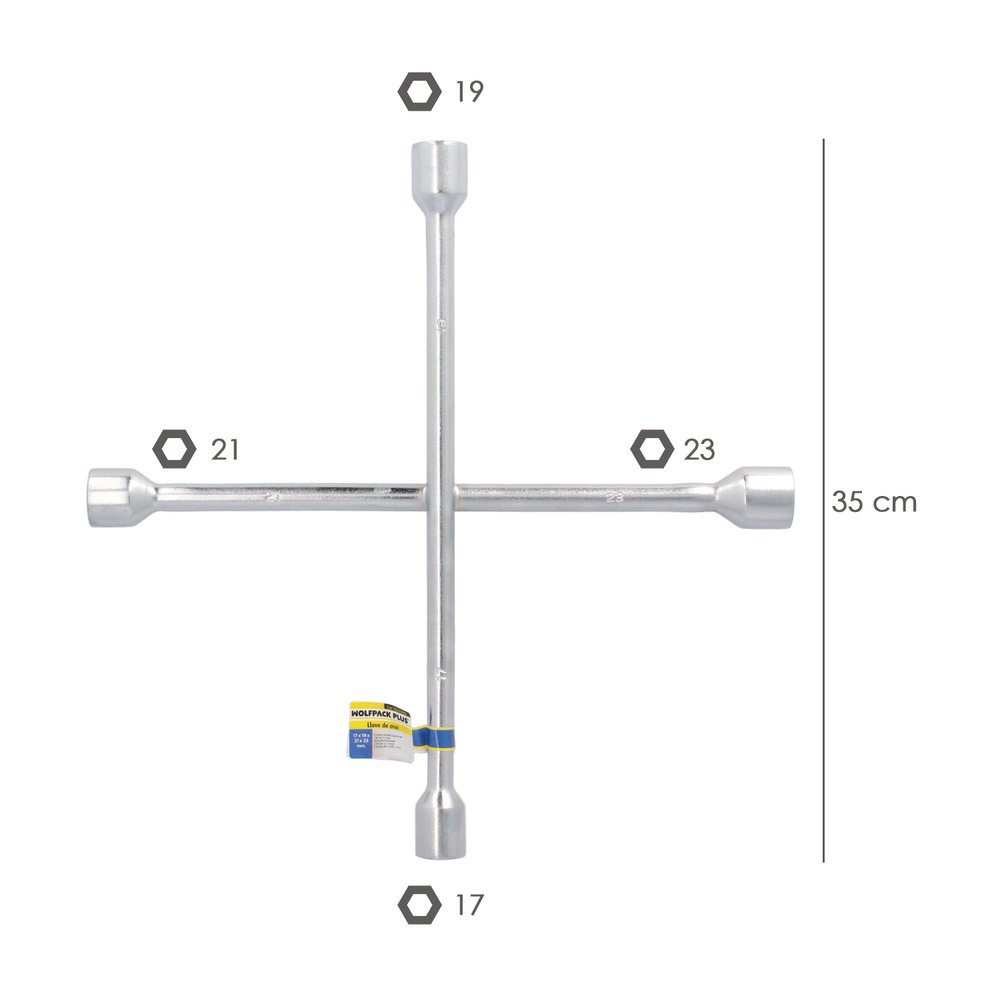 Llave Cruz Wolfpack 17x19x21x23 mm. Para Coche 2 Llave Cruz Wolfpack 17x19x21x23 mm. Para Coche