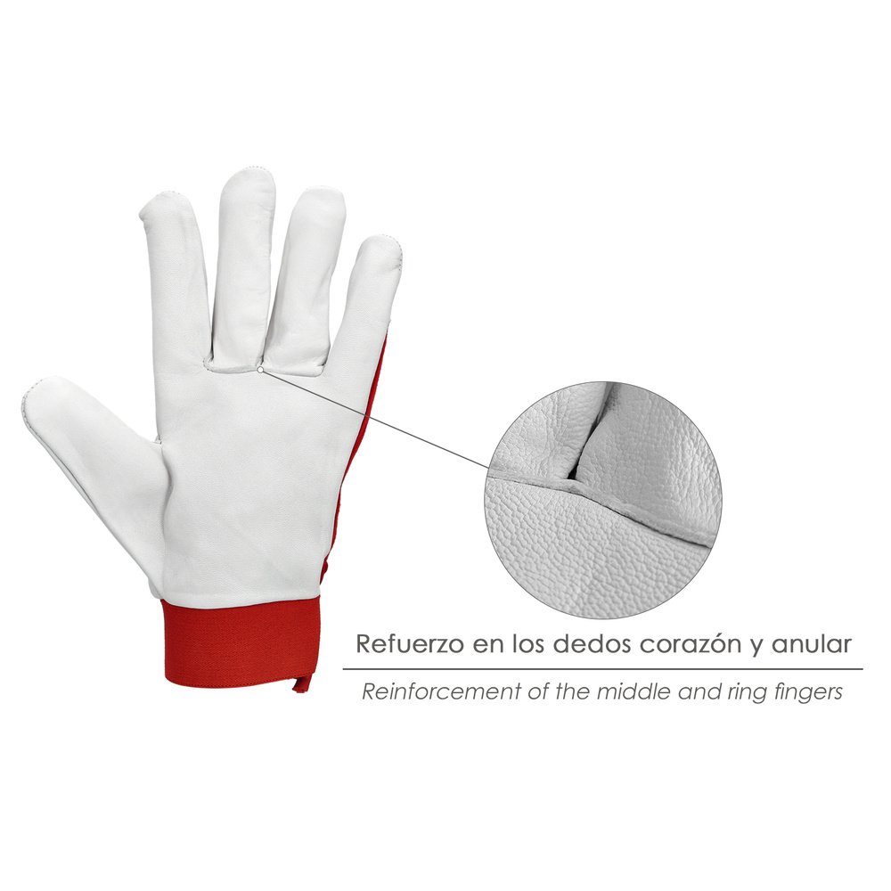 Guantes Piel / Lona Con Velcro. Con Colgador