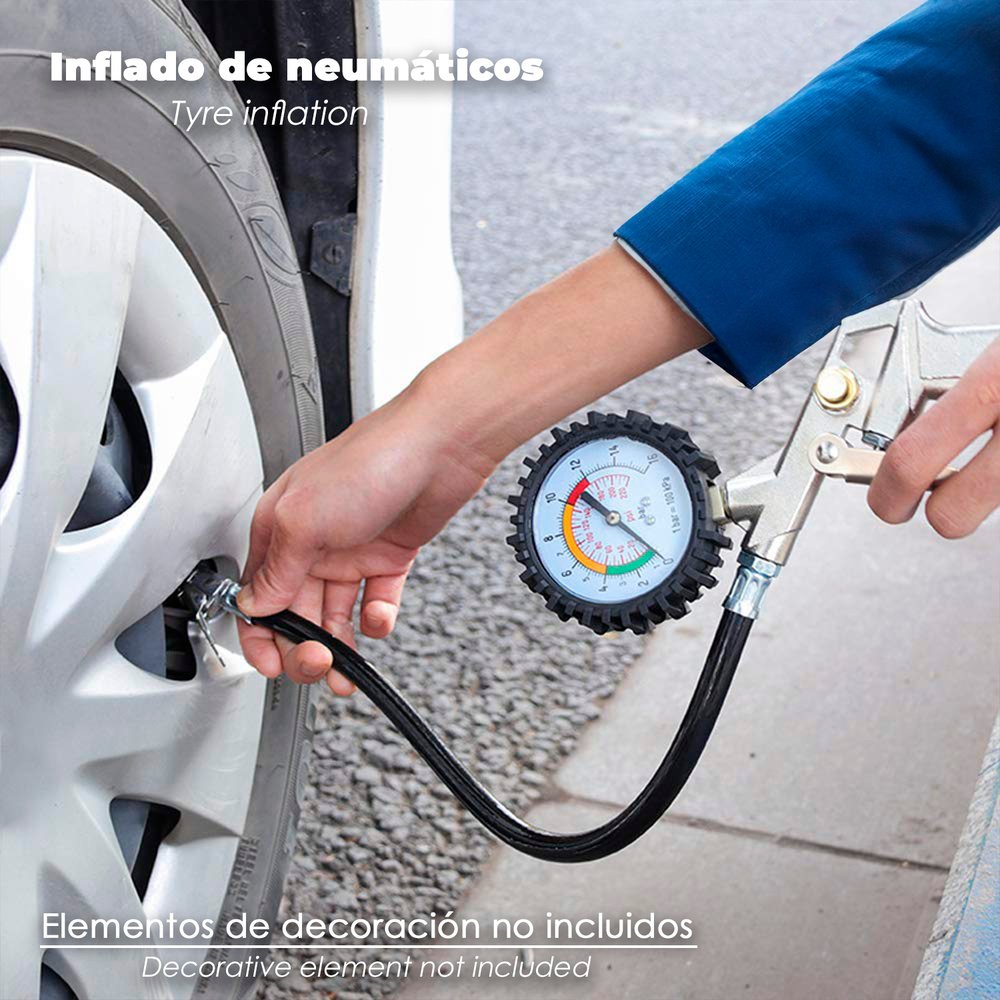 Pistola Para Inflado De Neumáticos Con Manometro, Inflador de Neumaticos, Pistola Aire Comprimido Neumaticos, Pistola Compresor 5 Pistola Para Inflado De Neumáticos Con Manometro, Inflador de Neumaticos, Pistola Aire Comprimido Neumaticos, Pistola Compresor