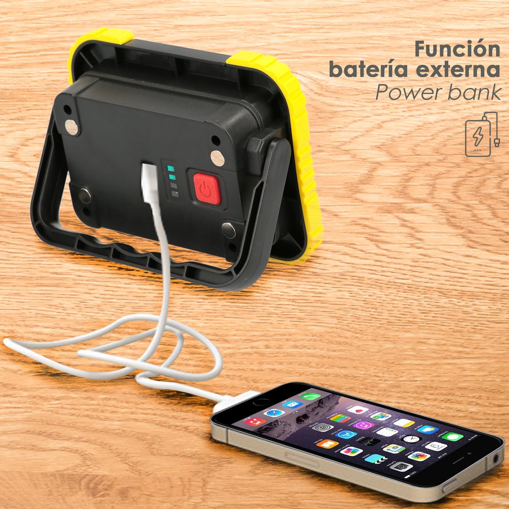 Linterna de Trabajo Led Multifunción Recargable 2.000 mAh. / 10 W. / 500 Lúmenes / 4 Imanes / Bateria Externa / Soporte 180º 6 Linterna de Trabajo Led Multifunción Recargable 2.000 mAh. / 10 W. / 500 Lúmenes / 4 Imanes / Bateria Externa / Soporte 180º