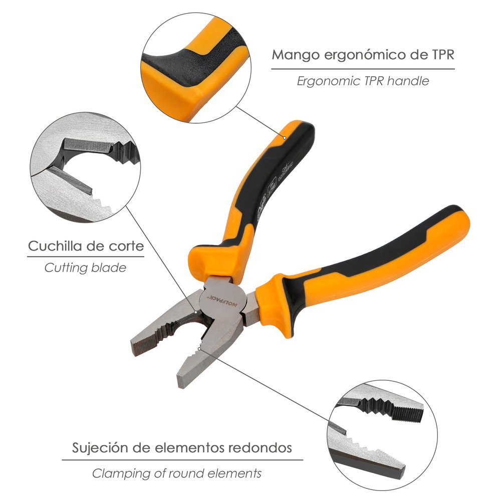Alicates Universales 175 mm. Acero DIN 5746 3 Alicates Universales 175 mm. Acero DIN 5746