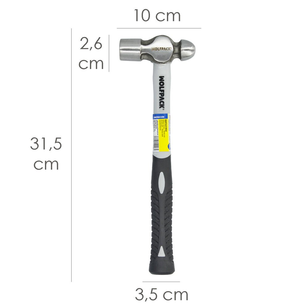 Martillo Bola 500 Gramos Mango Fibra Vidrio 2 Martillo Bola 500 Gramos Mango Fibra Vidrio