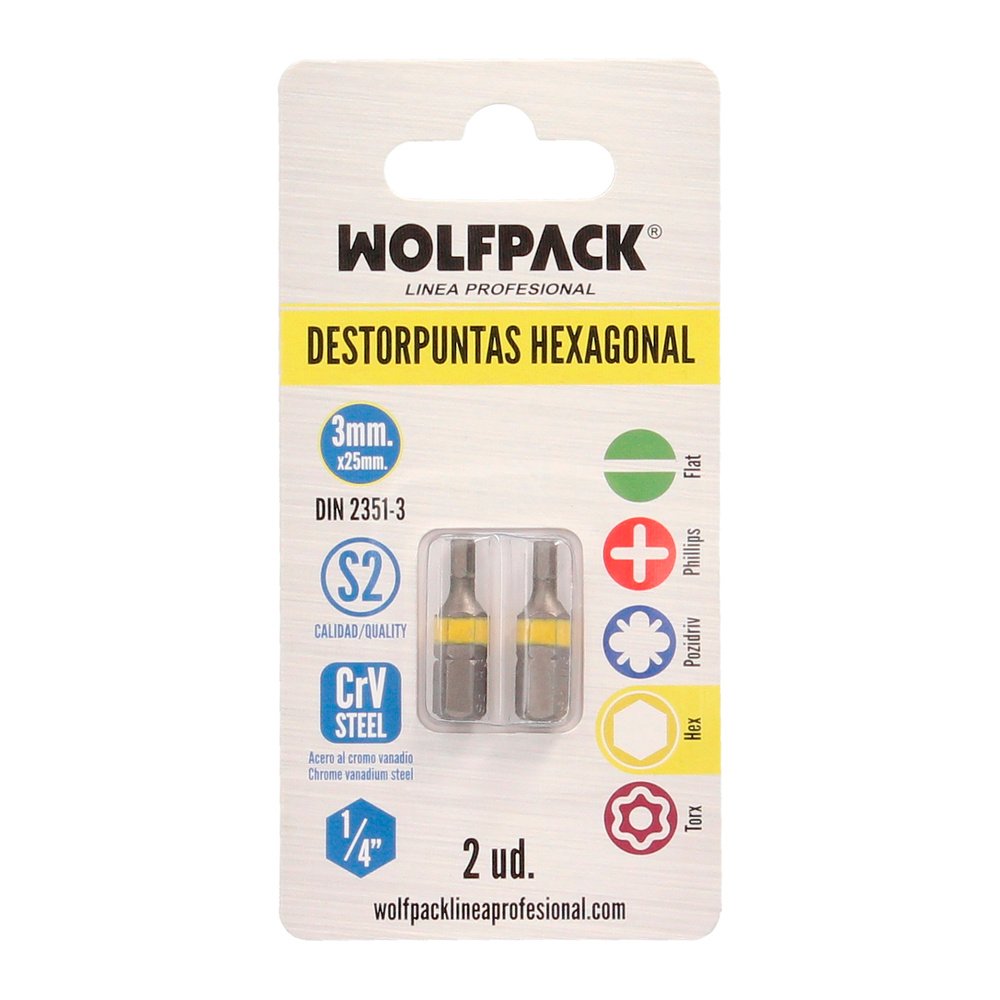 Puntas Destornillador Hexagonal 3,0 mm. (2 Piezas). Acero S2 al Cromo Vanadio. Puntas Hexagonales, Destorpuntas, 3 Puntas Destornillador Hexagonal 3,0 mm. (2 Piezas). Acero S2 al Cromo Vanadio. Puntas Hexagonales, Destorpuntas,