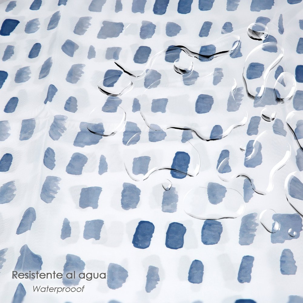 Cortina Ducha Matrix Azul 180x200 cm. Impermeable 5 Cortina Ducha Matrix Azul 180x200 cm. Impermeable