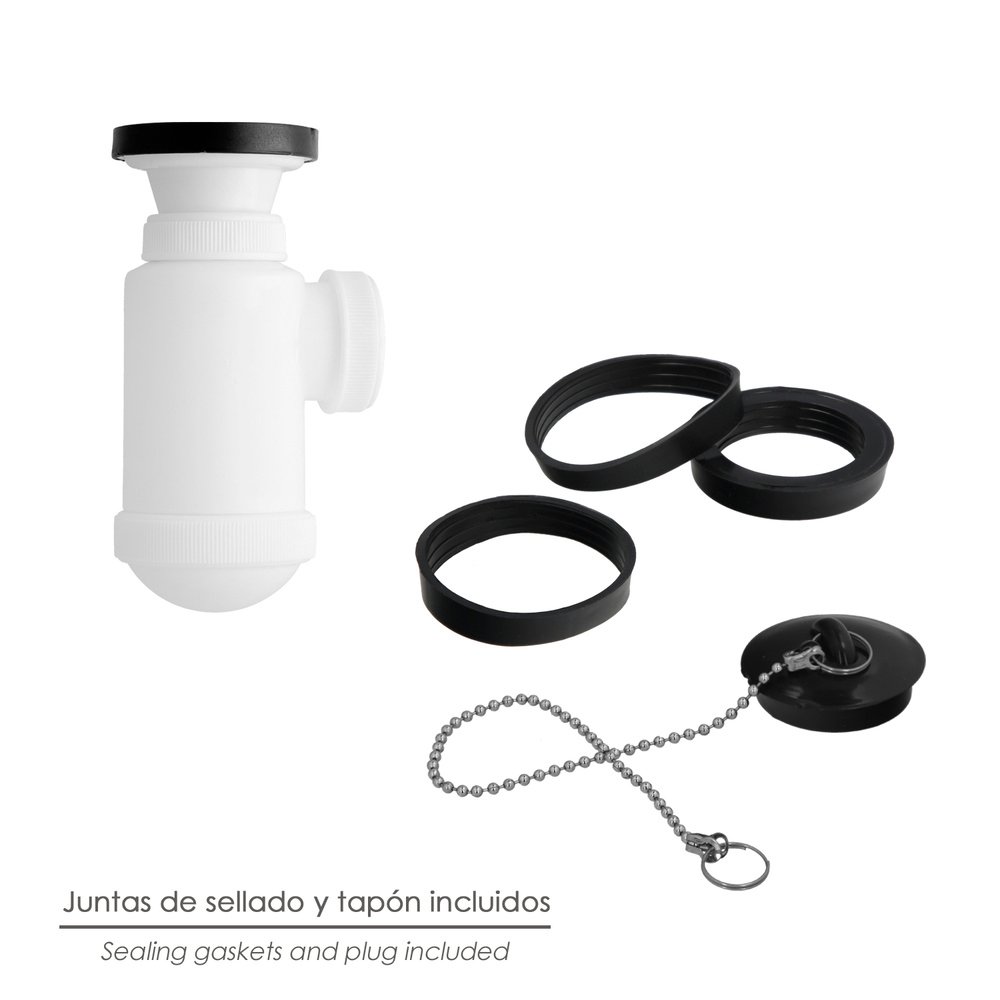 Sifon Botella Extensible 1 1/2 Con Válvula y Tapón
