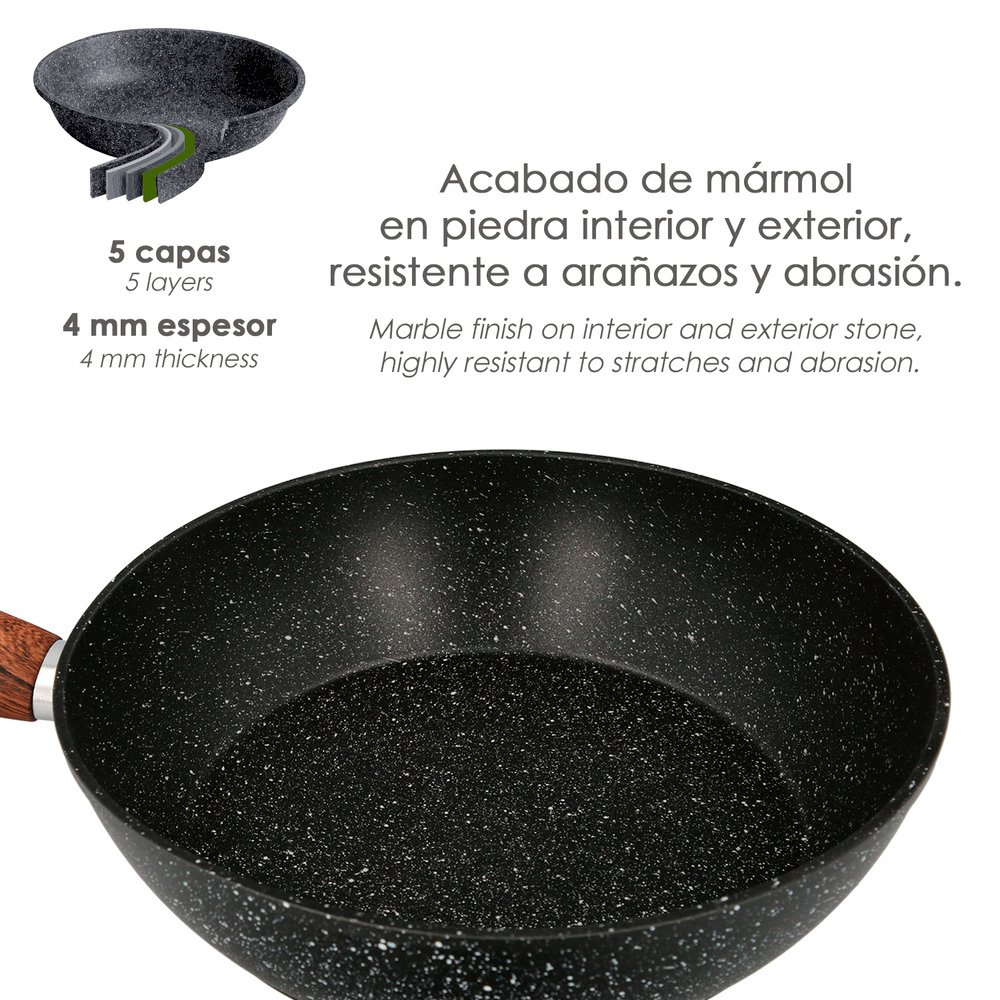 Sarten Aluminio Forjado Antiadherente Ø 24 x 7 cm. Mango Engomado / 5 capas / Acabado Piedra / Apta Para Todo Tipo de Cocinas 4 Sarten Aluminio Forjado Antiadherente Ø 24 x 7 cm. Mango Engomado / 5 capas / Acabado Piedra / Apta Para Todo Tipo de Cocinas