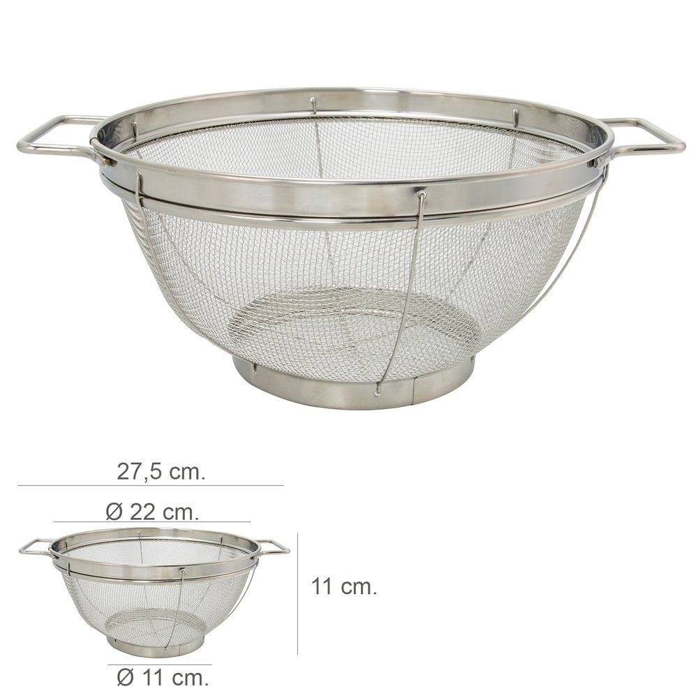 Escurridor Malla Acero Inoxidable Con Asas Ø 22 cm. 1 Escurridor Malla Acero Inoxidable Con Asas Ø 22 cm.