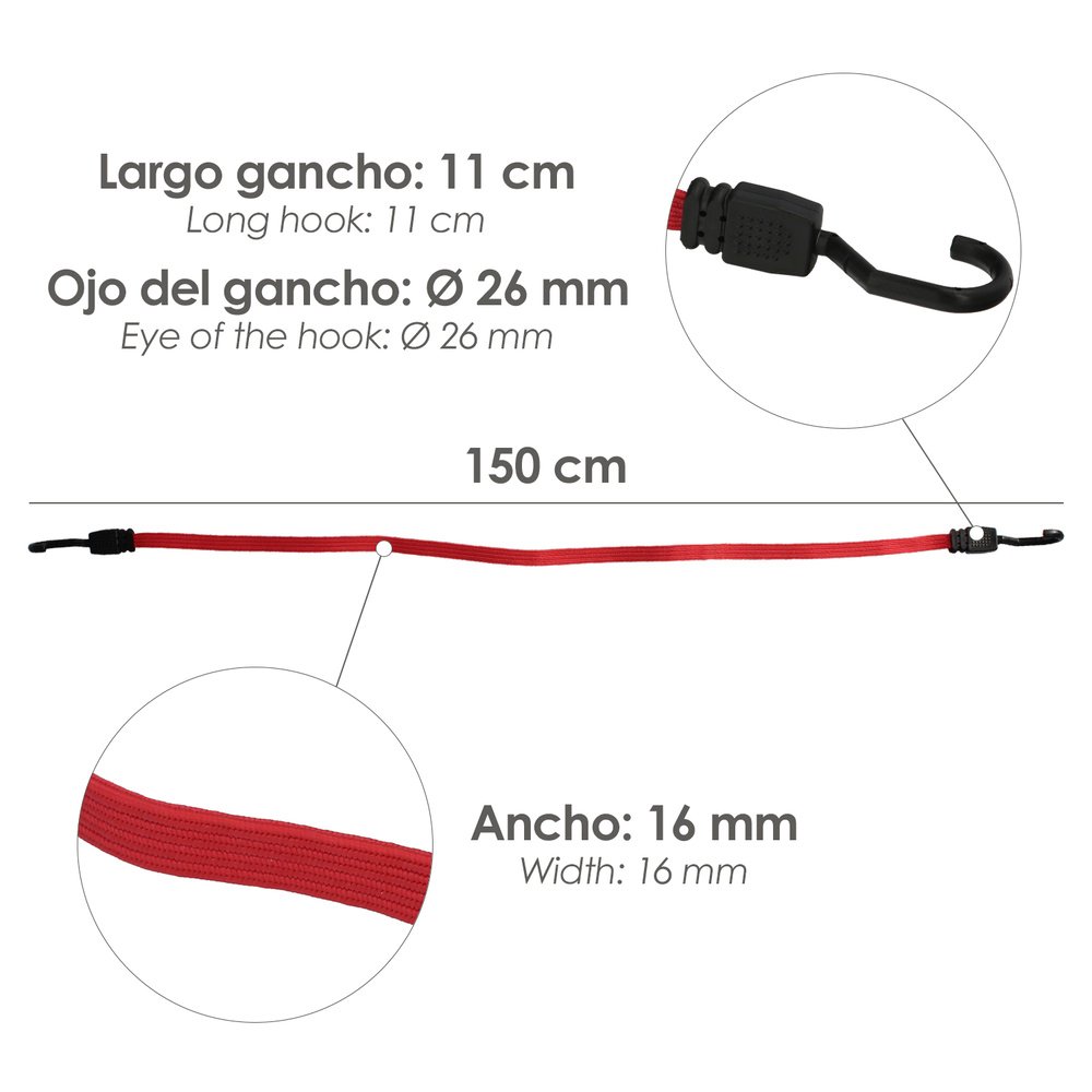 Pulpo De Goma Plano Reforzado 1,5 metro (2 unidades) 100% Latex, Capacidad Amarre 200 Newtons Gomas Elasticas, Cuerda Elastica, 2 Pulpo De Goma Plano Reforzado 1,5 metro (2 unidades) 100% Latex, Capacidad Amarre 200 Newtons Gomas Elasticas, Cuerda Elastica,